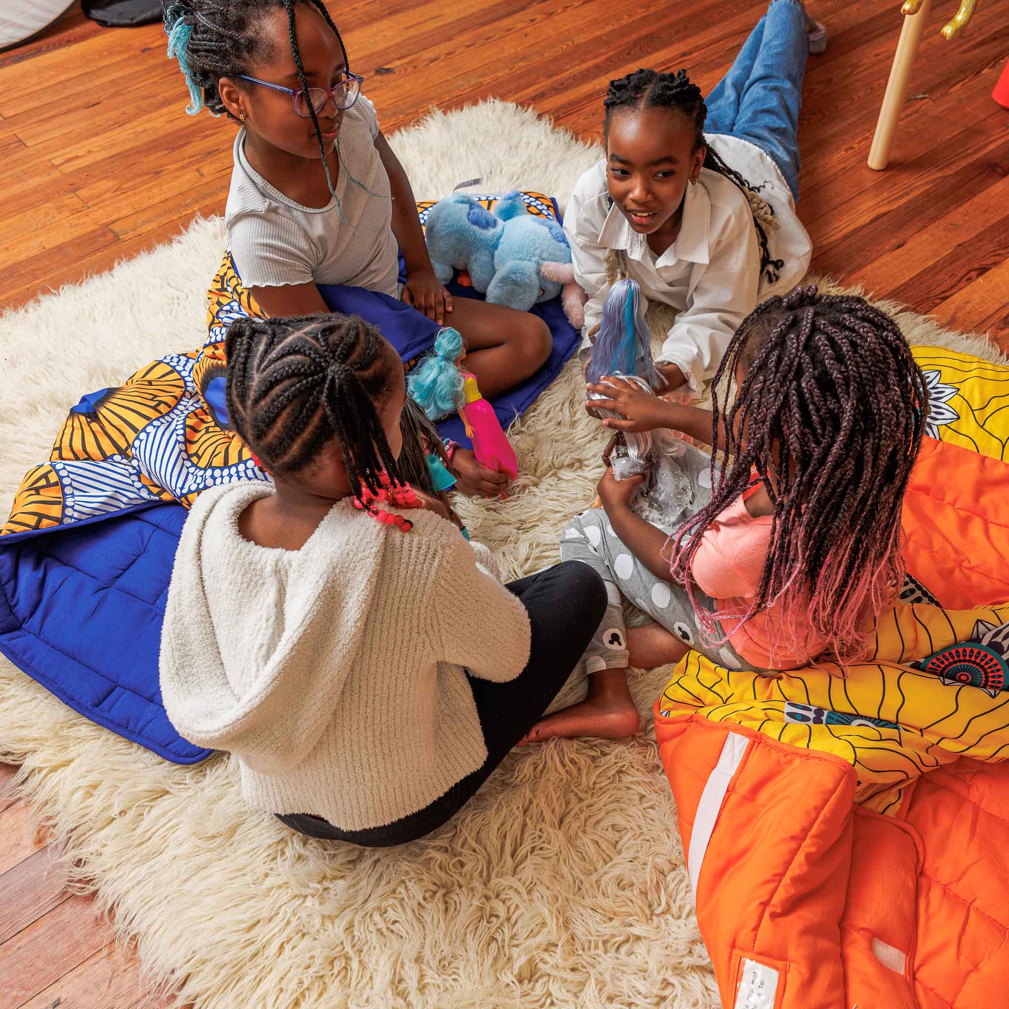 Elementary school kids playing at a sleepover