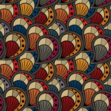 A colorful pattern of feathers and leaves on the Sinzia Nap Mat - Kijivu.