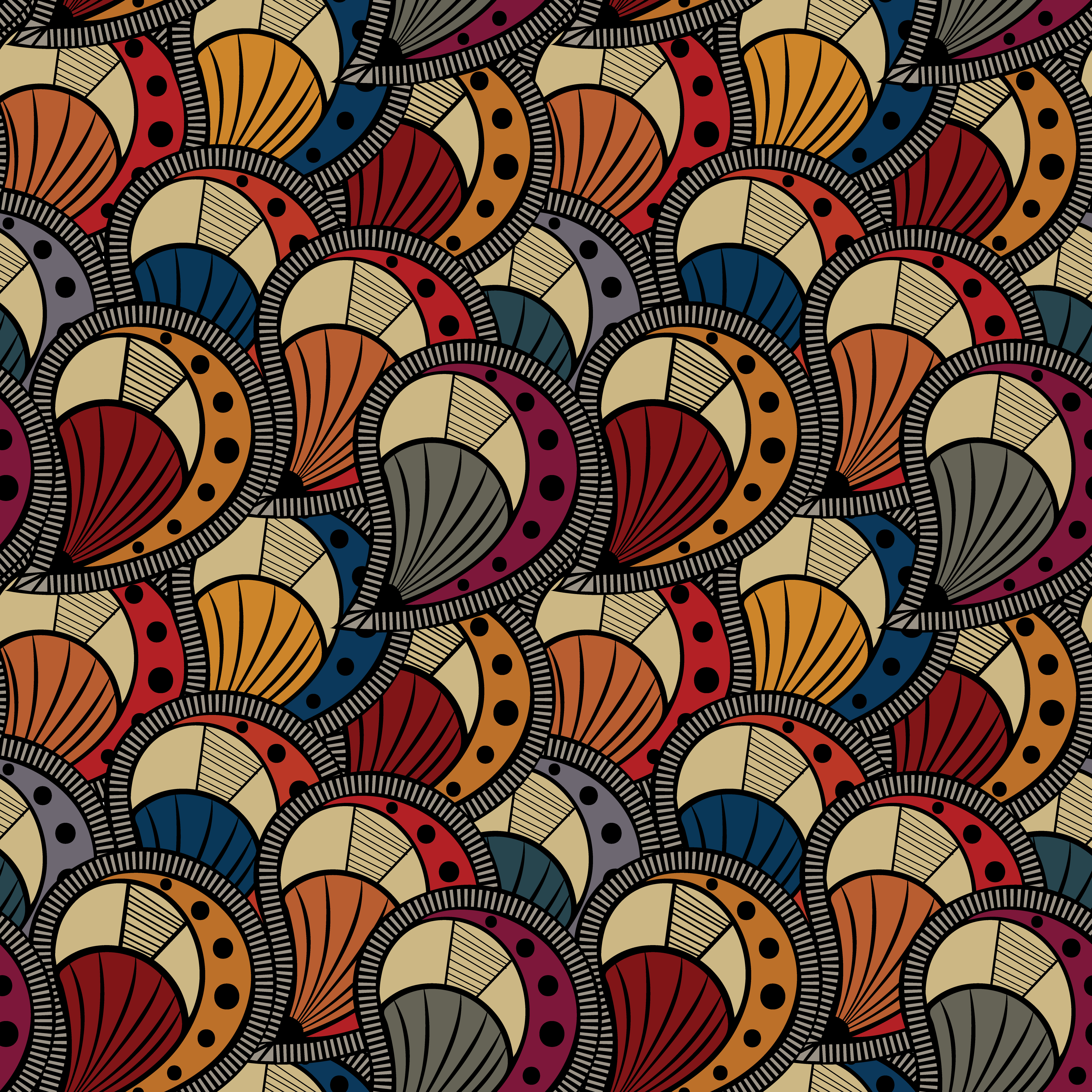 A colorful pattern of feathers and leaves on the Sinzia Nap Mat - Kijivu.